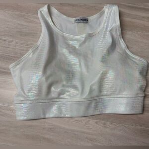 Steve Madden White Iridescent Cropped Tank